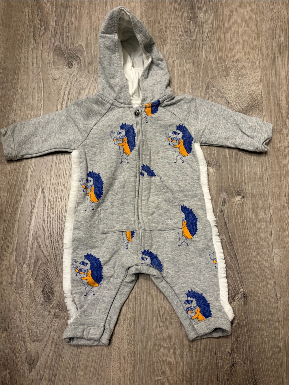 Baby Little Marc Jacobs Gray Zip Up Jumpsuit with Hood- Size 1 Month- Used